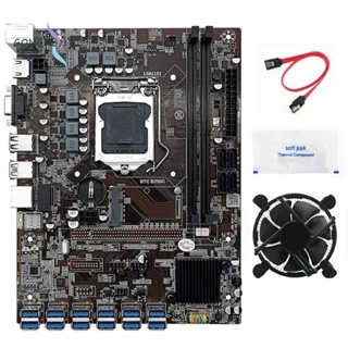 เมนบอร์ดขุดเหมือง B250C BTC สายเคเบิล SATA จาระบีความร้อน พัดลม 12XPCIE เป็น USB3.0 ช่อง GPU LGA1151 สําหรับ BTC Miner