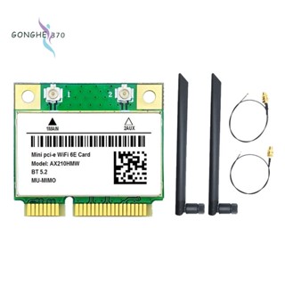 การ์ด WiFi AX210HMW พร้อมเสาอากาศ WiFi 6E Mini PCI-E AX210 802.11Ax/Ac 2.4G/5G/6Ghz BT5.2 สําหรับแล็ปท็อป