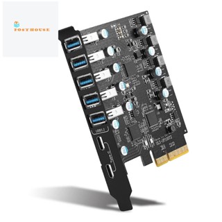 อะแดปเตอร์การ์ดขยาย PCI-E เป็น USB 3.2 Type PCIE 7 พอร์ต Gen 2 พร้อมแบนด์วิดท์ 20 Gbps สําหรับเดสก์ท็อป