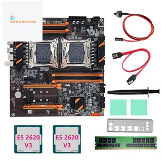 X99 เมนบอร์ด CPU คู่ พร้อมอะไหล่ CPU 2XE5 2620 V3 DDR4 4G RECC RAM สาย SATA แผ่นกั้น จาระบีความร้อน LGA 2011 สําหรับ CPU 2011-V3