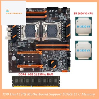 เมนบอร์ด X99 Dual CPU LGA2011 รองรับหน่วยความจํา DDR4 ECC พร้อมแรม 2XE5 2620 V3 CPU+DDR4 4GB 2133Mhz