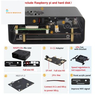 Naspi Lite Kit + X823 บอร์ดขยาย + X-C2 อะแดปเตอร์บอร์ด + เคส สําหรับ Raspberry Pie SATA HDD / SSD ฮาร์ดดิสก์ NAS เซิร์ฟเวอร์จัดเก็บข้อมูล