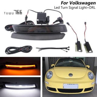 ไฟเลี้ยว LED DRL สีเหลืองอําพัน อุปกรณ์เสริม สําหรับรถยนต์ VW Beetle 2006-2010