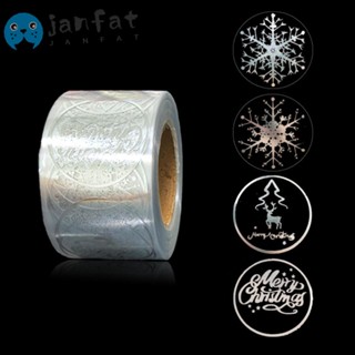 Janfat สติกเกอร์ฉลาก ลายเกล็ดหิมะ Merry Christmas มีกาวในตัว สีเงิน สําหรับติดตกแต่งการ์ด 500 ชิ้น