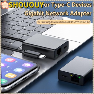 Shououy อะแดปเตอร์อีเธอร์เน็ต USB 3.1 1000Mbps สําหรับแท็บเล็ต โทรศัพท์มือถือ