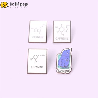 Lollipo1 เข็มกลัดอัลลอย ลายตัวอักษร สมการเคมี สีดํา และสีขาว สําหรับนักเรียน
