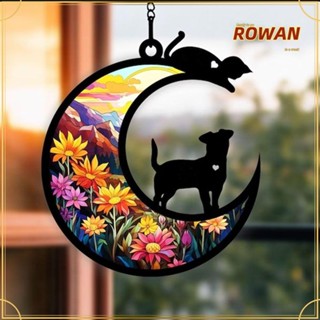 Rowans พวงหรีดแมว อะคริลิค รูปดวงจันทร์ ของขวัญฮาโลวีน สําหรับตกแต่งบ้าน