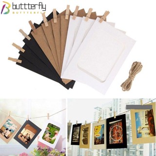 Buttterfly กรอบรูป 3-6 นิ้ว พร้อมคลิปหนีบ และเชือก สําหรับแขวนตกแต่งผนัง งานแต่งงาน ปาร์ตี้ 10 ชิ้น