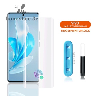 ฟิล์มกระจกนิรภัยกันรอยหน้าจอ กันแสง UV แบบโค้ง สําหรับ VIVO V29 Lite 5G V27 V25 Pro X90 Pro+ X80 X70 X50 Pro