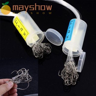 Mayshow 50/40/30/25 ชิ้น ตะขอตกปลา พร้อมสาย หนอนร้อน จิ๊กผูกเหยื่อ เหล็กคาร์บอน