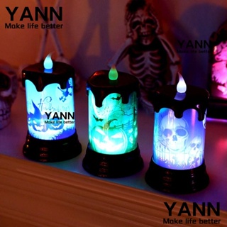 Yann1 โคมไฟ LED รูปฟักทอง ค้างคาว แม่มด พลาสติก ไร้เปลวไฟ สําหรับตกแต่งบ้านผีสิง ฮาโลวีน