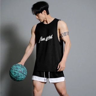Basketball Vest Mens Thin Mesh Quick-Drying Sportswear Suit Fitness Vest Shorts Running Basketball Training Set 8PPZ