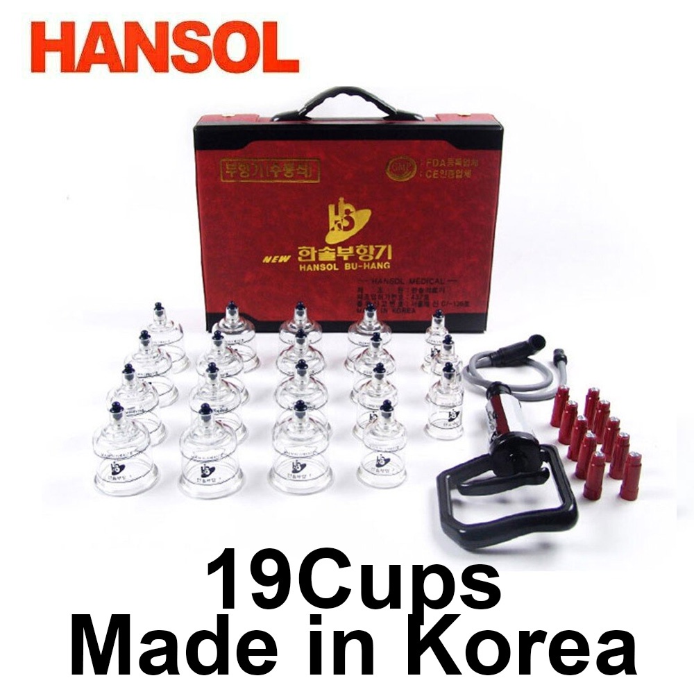 Hansol Buhang Korea 19 Cups Tempered Cupping Therapy Body Healthy Messager
