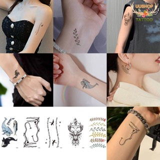 Tattoo Sticker รอยสักชั่วคราว สติ๊กเกอร์แทททู รอยสักแบบมินิมอล ขนาดเล็กมินิ ปลาวาฬ หัวกวาง รอยสักดอกไม้ JayShopi