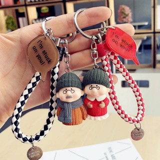 Creative Couple Keychain Cute Cartoon Doll Car Key Ring Key Chain Handbag Pendant Cute Gift for Women nlrE