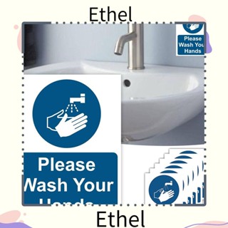 Ethel1 สติกเกอร์ไวนิล PVC ลาย Please Wash Your Hands Sign คุณภาพสูง สําหรับติดตกแต่งบาร์ 12 ชิ้น