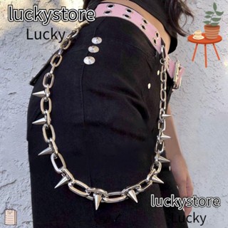 Lucky เข็มขัดย้ําย้ํา ปรับสายได้ สไตล์พังก์ แฟชั่นฮิปฮอป สําหรับกางเกงยีน