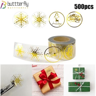 Buttterfly สติกเกอร์ฉลาก ลายเกล็ดหิมะ สีโรสโกลด์ มีกาวในตัว สําหรับตกแต่งสมุด การ์ด งานแต่งงาน ปาร์ตี้คริสต์มาส แพ็กเกจของขวัญ 500 ชิ้น