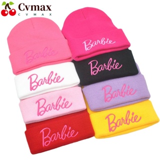 Cvmax หมวกถักนิตติ้ง ผ้าวูล แบบสวมหัว ปักลายแมว สีชมพู สําหรับตุ๊กตาบาร์บี้