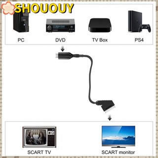 Shououy อะแดปเตอร์แปลงสายเคเบิ้ล HDMI เป็น Scart แบบพกพา สําหรับ HD TV DVD