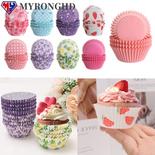 Myronghd 100 ชิ้น ถ้วยเค้ก เบเกอรี่ เครื่องมือตกแต่งเค้ก คัพเค้ก กล่องมัฟฟิน