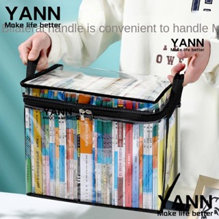 Yann1 กระเป๋าเก็บหนังสือ แบบใส มีซิป กันฝุ่น วางซ้อนกันได้ สําหรับนักเรียน