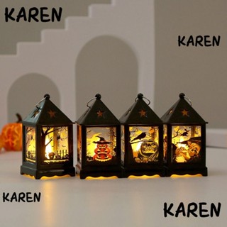 Karen โคมไฟลม LED แบบพกพา สําหรับตกแต่งปาร์ตี้ฮาโลวีน