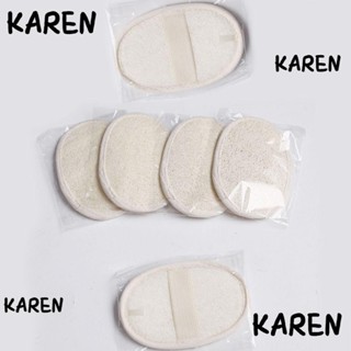 Karen แผ่นใยบวบธรรมชาติ ทรงสี่เหลี่ยม สีขาว ย่อยสลายได้ สําหรับอาบน้ํา 6 ชิ้น