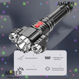 Amber ไฟฉายแรงสูง แบบพกพา ชาร์จ USB สําหรับบ้าน กลางแจ้ง