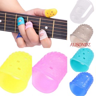 Alisondz 4 ชิ้น / เซต ซิลิโคน ป้องกันนิ้ว, สีพื้น DIY ถุงมือ กีตาร์ ป้องกันปลายนิ้ว, ยางระบายอากาศ ปลอกนิ้ว กันลื่น อุปกรณ์เสริมกีตาร์