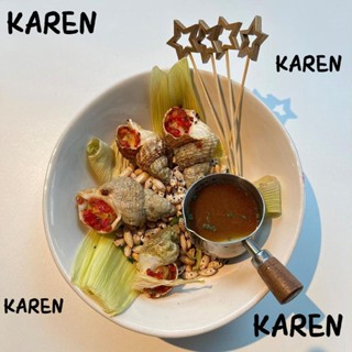 Karen ไม้เสียบผลไม้ ไม้ไผ่ รูปดาวห้าแฉก แบบใช้แล้วทิ้ง 5.5 นิ้ว 50 ชิ้น