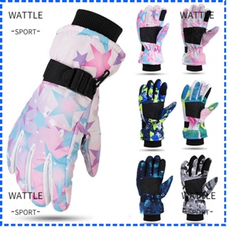 Wattle ถุงมือเล่นสกี กันลื่น กันน้ํา กันลม ผ้าฟลีซ แบบหนา ให้ความอบอุ่น เหมาะกับฤดูหนาว สําหรับเล่นกีฬา ขี่สกี