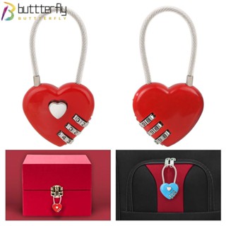 Buttterfly ตัวล็อกกระเป๋าเดินทาง แบบใส่รหัสผ่าน โลหะผสมสังกะสี รูปหัวใจ 3 หลัก 1 ชิ้น