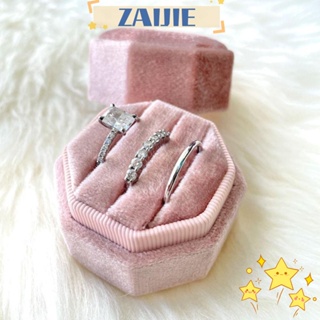 Zaijie24 กล่องกํามะหยี่ สามช่อง สําหรับใส่เครื่องประดับ งานแต่งงาน