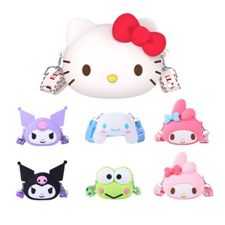 HelloKitty Sanrio กระเป๋าใส่เหรียญซิลิโคนกระเป๋าสะพายข้างนักเรียนลายการ์ตูนกระเป๋าเด็กน่ารัก