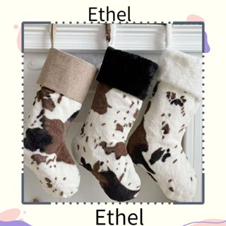 Ethel1 ถุงของขวัญคริสต์มาส โพลีเอสเตอร์ พิมพ์ลายวัว สําหรับตกแต่งบ้าน