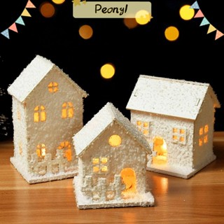 Pdony บ้านปราสาทไม้ มีไฟ LED สําหรับแขวนตกแต่งต้นคริสต์มาส