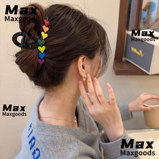 Maxg กิ๊บติดผมอะคริลิค รูปหัวใจ สีรุ้ง น้ําหนักเบา สไตล์วินเทจ สําหรับผู้หญิง