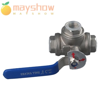 Mayshow วาล์วบอลสเตนเลส 304 สีเงิน เกลียว NPT 1/2 นิ้ว 3 ทาง สําหรับท่อน้ํา น้ํามัน แก๊ส