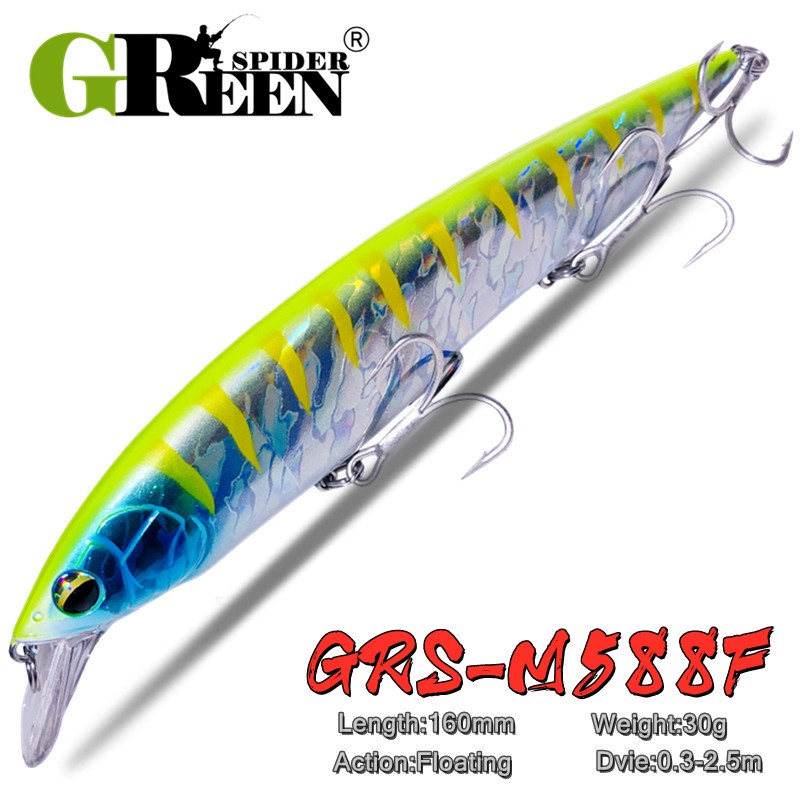 Greenspider 2023 ใหม่ เหยื่อตกปลาทะเล 160 มม. 30 กรัม 0.3-2.5 ม.