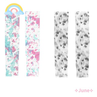 June ปลอกแขน ผ้าเรยอน แบบบาง กันแดด กัน UV ทรงหลวม เหมาะกับใส่ขับขี่กลางแจ้ง สําหรับผู้หญิง 2 คู่