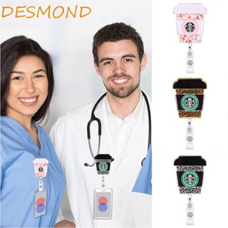 Desmond Starbucks คลิปหนีบป้ายชื่อ PVC แบบยืดหดได้ สําหรับพยาบาล