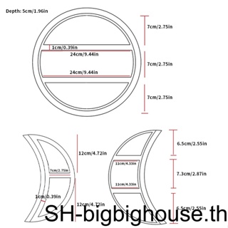 ชั้นวางของไม้ รูปดวงจันทร์ สีดํา สําหรับตกแต่งบ้าน ห้องนั่งเล่น DIY 5 ชิ้น ต่อชุด