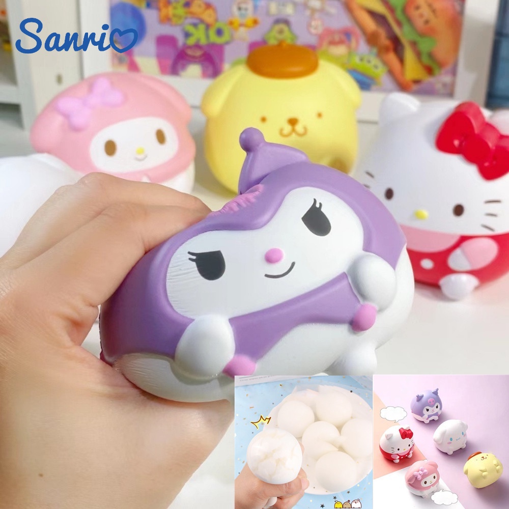Spot - Sanrio ของเล่นคลายการบีบอัดน่ารัก Round Kulomi Meletti HelloKitty ของเล่นคลายการบีบอัดของขวัญของเล่นเด็กตุ๊กตาคลายการบีบอัด