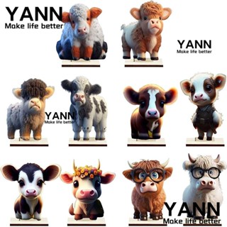 Yann1 ฟิกเกอร์ไม้ รูปการ์ตูนวัวน่ารัก ขนาดเล็ก สําหรับตกแต่งคริสต์มาส