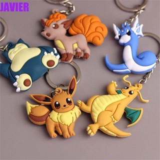 Javier พวงกุญแจ จี้การ์ตูนโปเกม่อน Charizard Vulpix Eevee Snorlax สไตล์ญี่ปุ่น สําหรับเด็ก