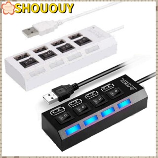 Shououy ฮับ USB พร้อมสวิตช์ไฟ LED 4 พอร์ต