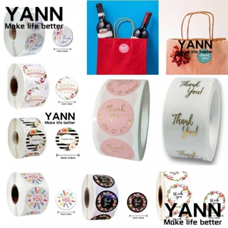 Yann1 สติกเกอร์ฉลาก Thank You ทรงกลม ลายดอกไม้ สําหรับตกแต่งงานแต่งงาน 500 ชิ้น