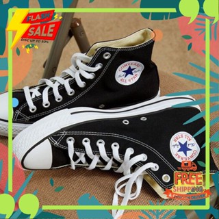 ขายดีที่สุด TOP/Allstar รองเท้าส้นสูง/Convers Chuck Taylor Classic High Shoes/Black And White รองเท้านักเรียน