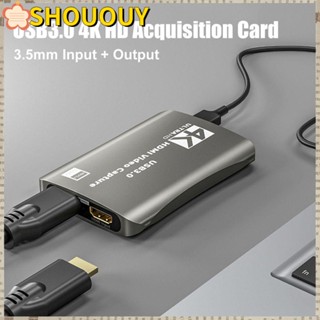 Shououy การ์ดจับภาพวิดีโอ อลูมิเนียมอัลลอย 4K HD 60fps USB 3.0 สําหรับ Switch PS4 5